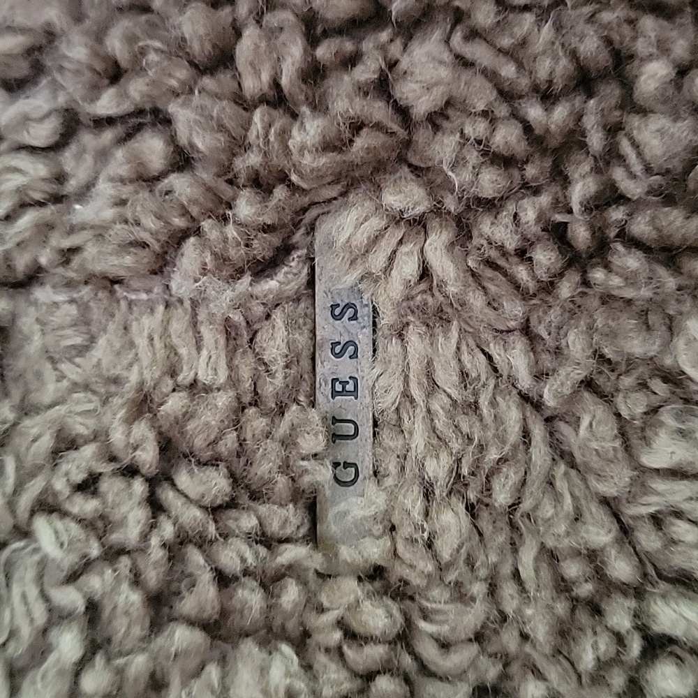 Guess Y2K Denim Effect Blue Leather Suede Penny Lane Jacket Faux Fur Trim M Firm - Picture 3 of 10